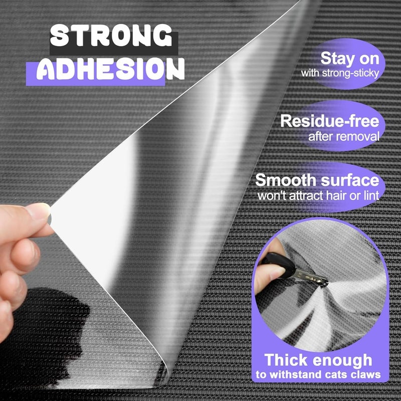 JINVOGREEN Cat Scratch Furniture Protector, 2 Pack 196.8" x 11.8" Couch Protector from Cat Claws, Thickened Transparent Self-Adhesive Furniture Protectors for Couch Protection from Cat Scratching - Image 3